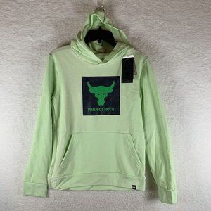 Under Armour Hoodie Boys Large Green Cotton Rival Fleece Theme Project Rock 6740